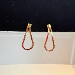 Vintage Golden Monet Clip On "S" Chain Earrings